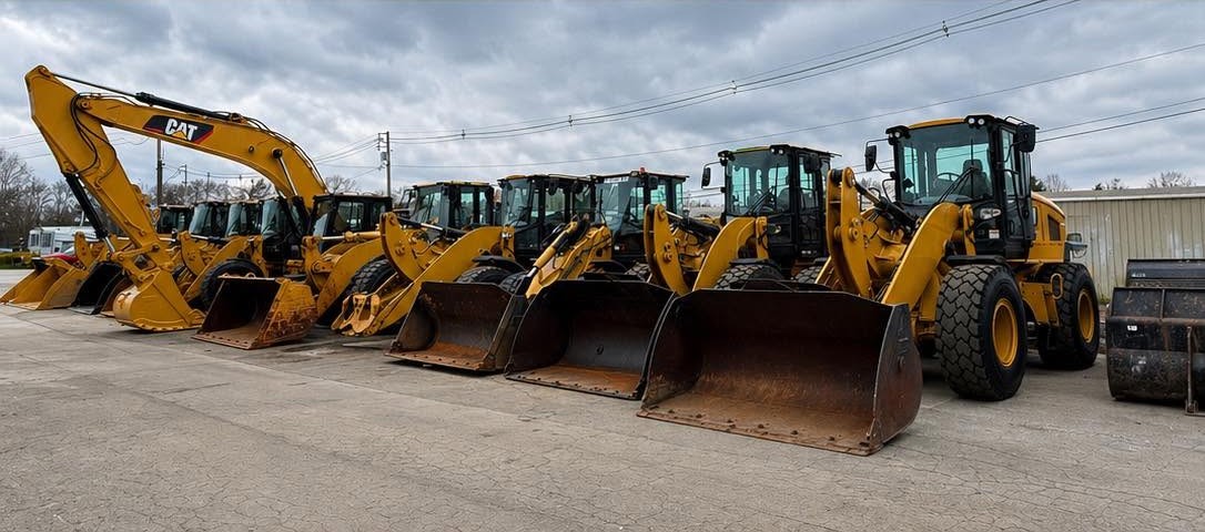 line of equipment on the lot ready for sale
