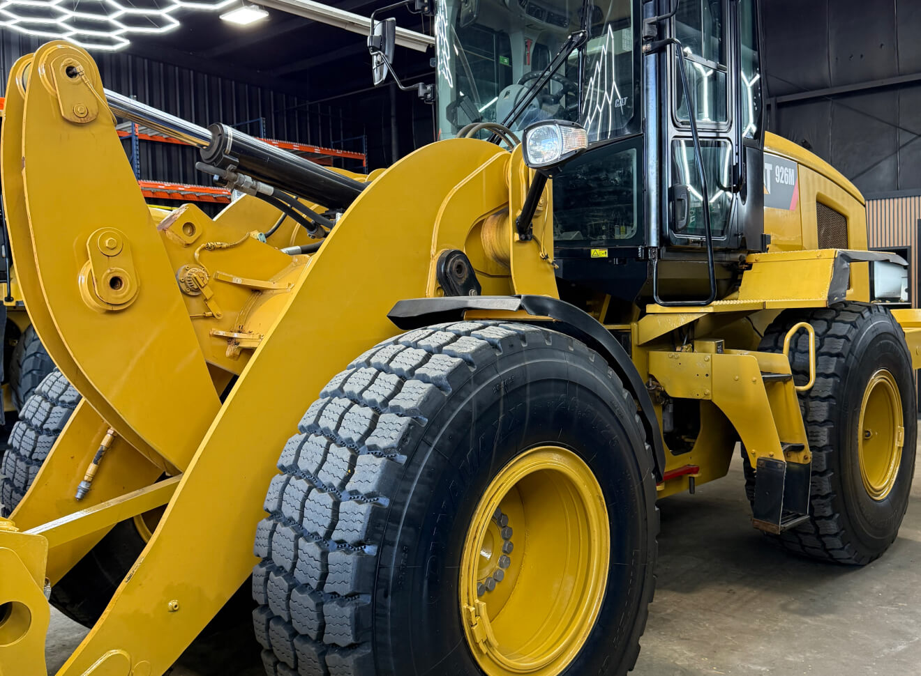 CAT loader in garage