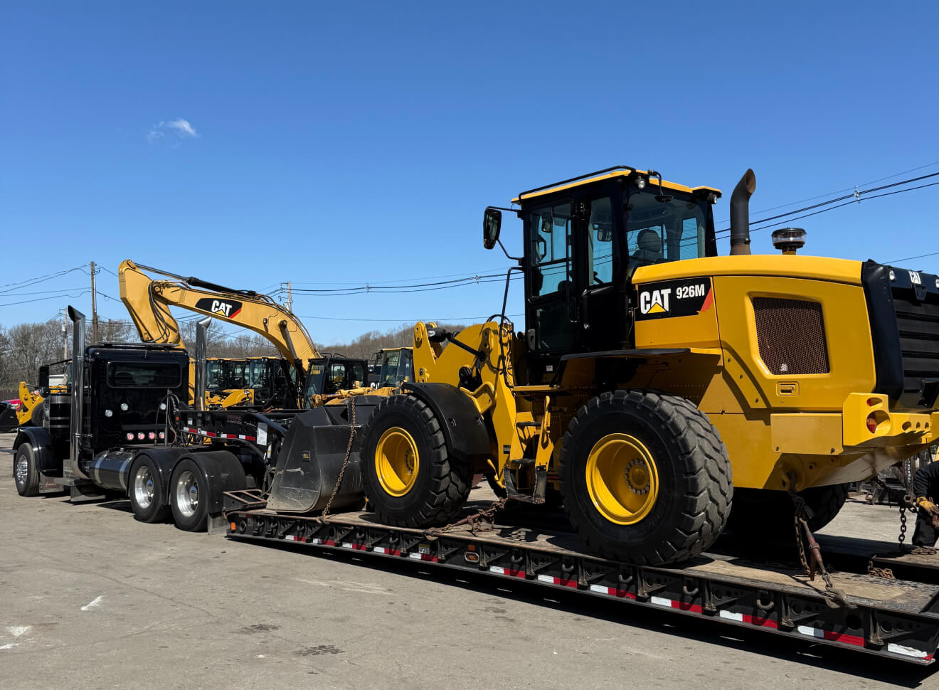 CAT loader being transported