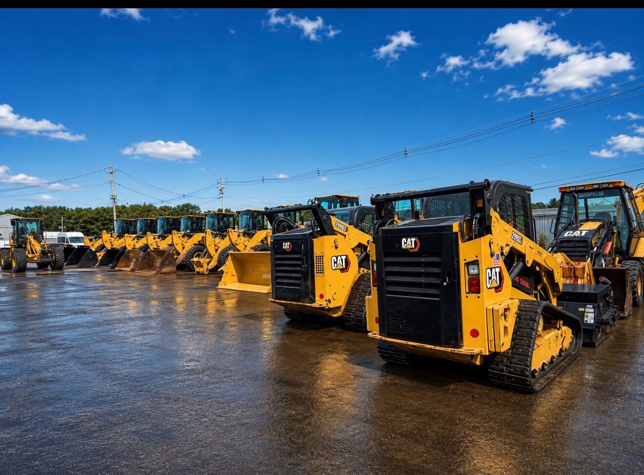 CAT excavators in equipment yard